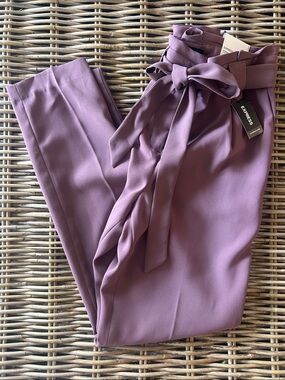 NWT Mauve Ankle High-Waist Tie Pants